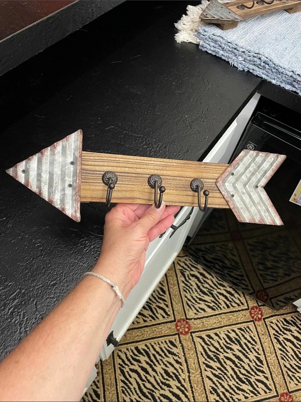 Hobby Lobby Brown Wood and Silver Arrow Hook Rack Set of 2